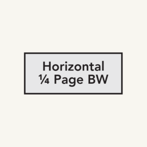 Horizontal quarter page B&W ad — 4.5 x 1.875 in, $40 per show
