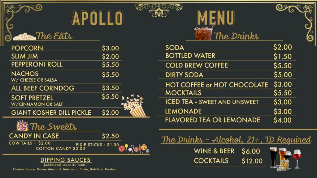 Apollo Snack Bar Menu